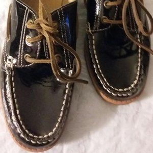 Easy Spirit Patent Black Leather Boat Shoes